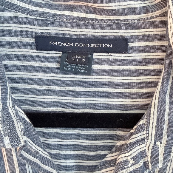 French Connection Navy and White Striped Shirt Dress Size 10 - Picture 2 of 5